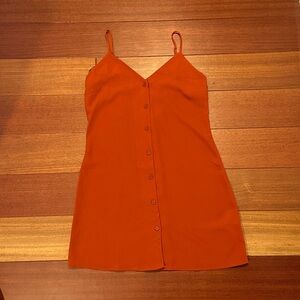 Rust orange/red orange button down mini-dress